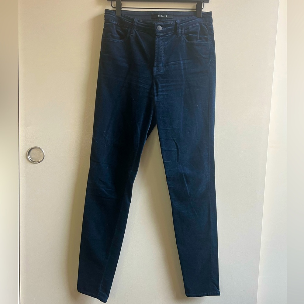 J Brand blue velvet maria high rise skinny